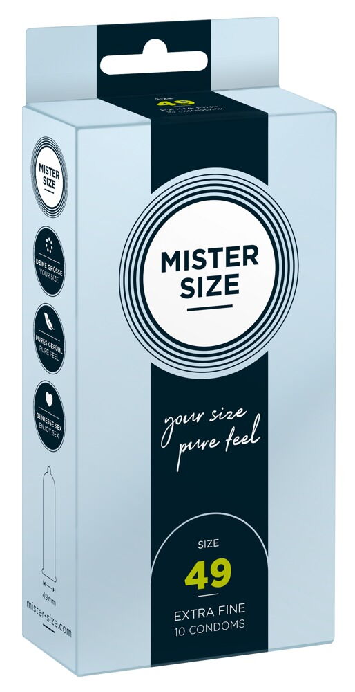 Mister Size Kondombox, extra fein, Größe 49, 10er Pack