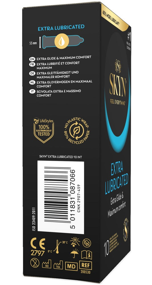 SKYN - "Extra Lubricated" - Extra dünnes Kondom mit maximaler Gleitfähigkeit - 10er