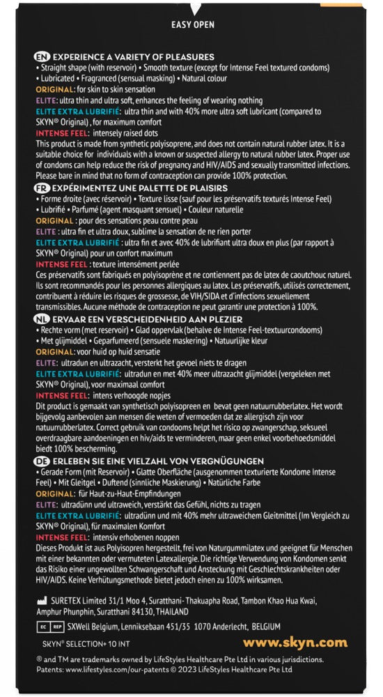 SKYN "Selection+" - Latexfreier Kondom-Mix für maximale Vielfalt - 10er