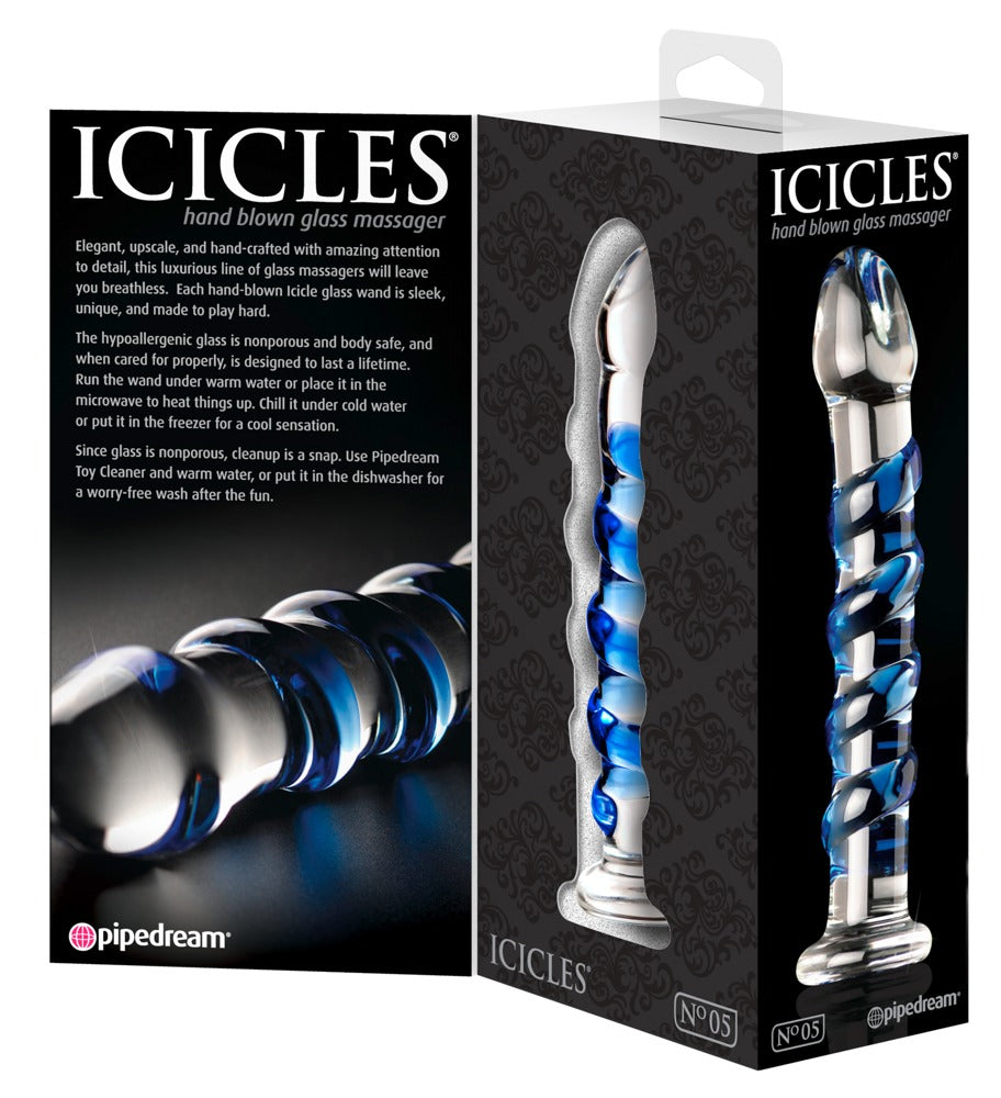 Icicles No. 05 – Handgefertigter Glasdildo mit Temperaturspiel