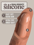 Dual-Density-Silikon-Umschnalldildo, glatte Oberfläche und geformter Schaft