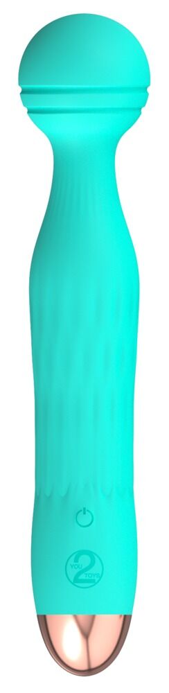 Türkisfarbener Mini-Vibrator mit runder Spitze und gebogener Unterseite