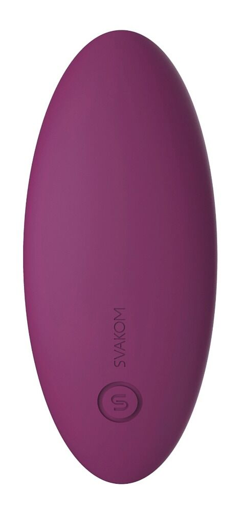 Violetter Auflegevibrator mit glatter, ovaler Form und SVAKOM-Logo
