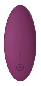 Violetter Auflegevibrator mit glatter, ovaler Form und SVAKOM-Logo