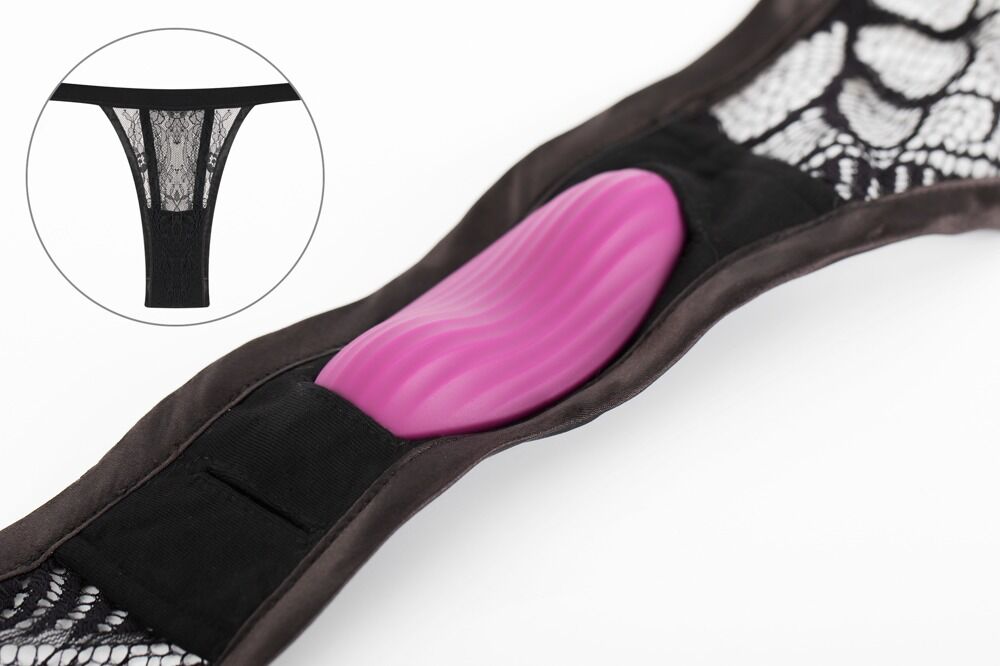 Panty-Vibrator: violetter Einsatz im schwarzen Spitzen-Slip