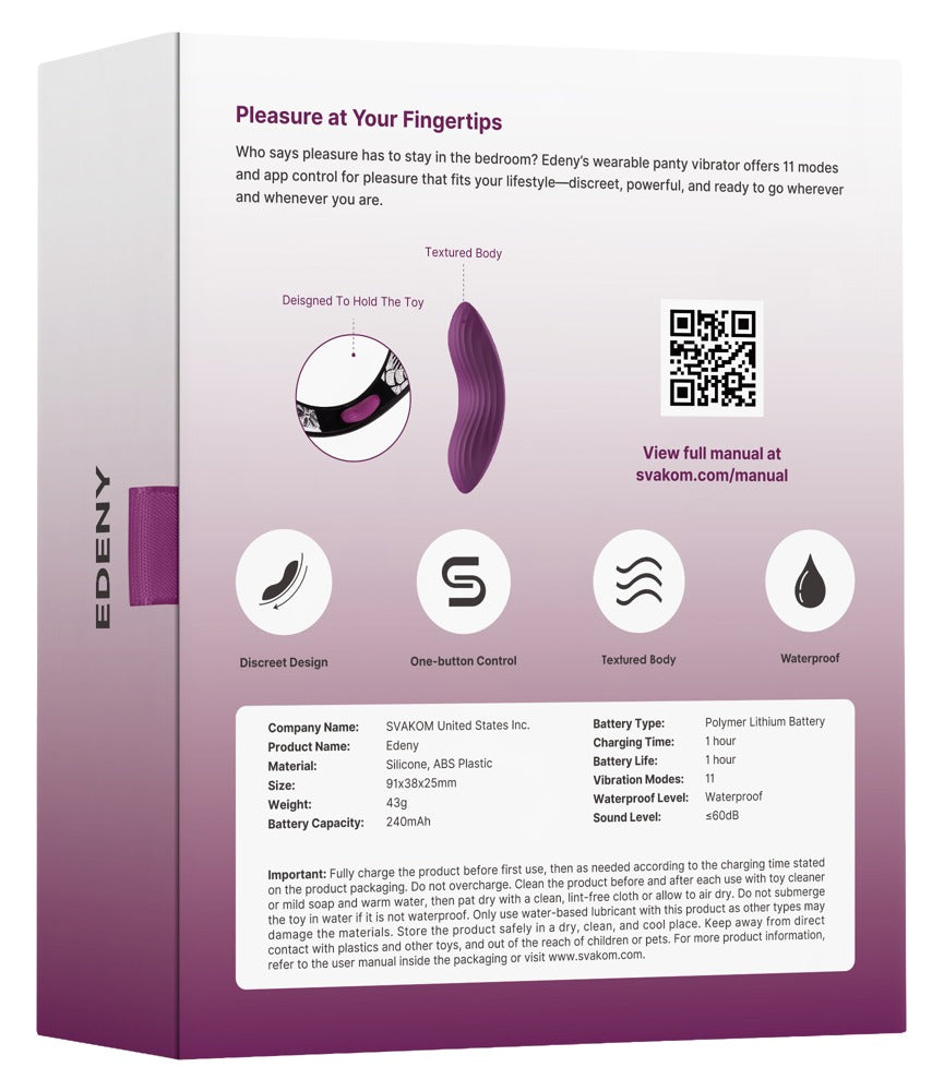 "Edeny" – Ferngesteuerter Auflegevibrator in Lila