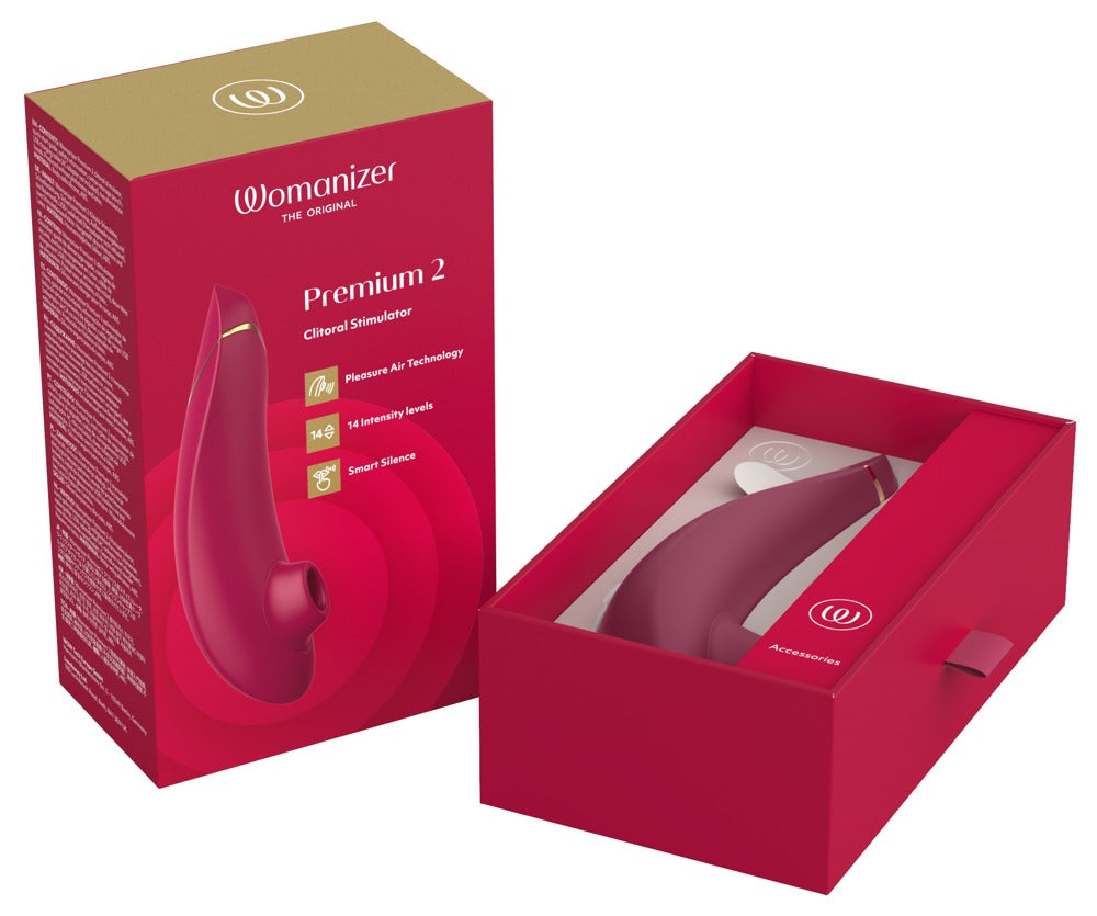 Womanizer Premium 2 – Druckwellenstimulator in Bordeaux Rot