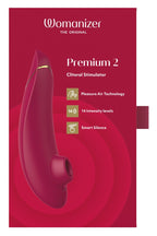Womanizer Premium 2 – Druckwellenstimulator in Bordeaux Rot