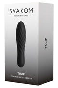 TULIP Bullet-Vibrator in schwarz, Verpackungsbox mit Logo und Produktabbildung