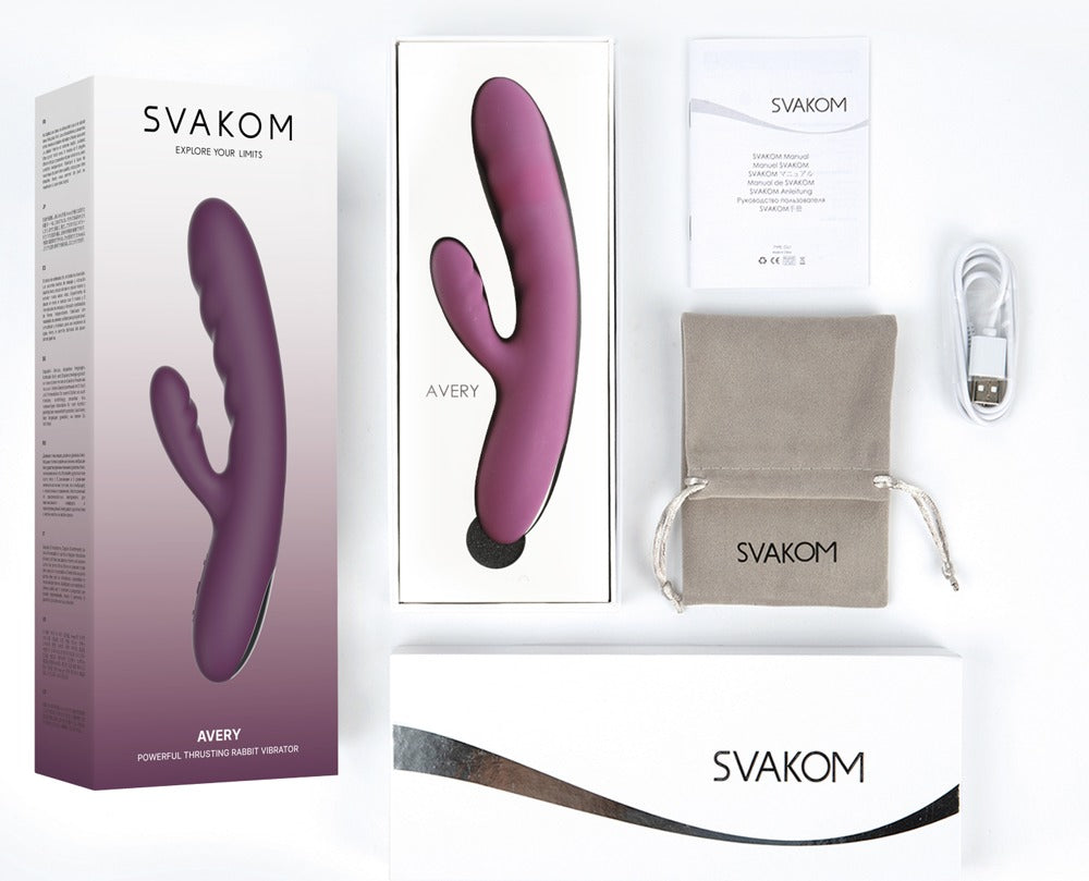 "Avery" Dual-Stimulation Rabbitvibrator mit Stoßfunktion - lila