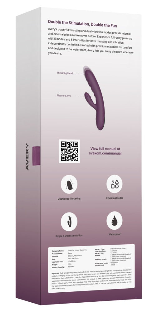 "Avery" Dual-Stimulation Rabbitvibrator mit Stoßfunktion - lila