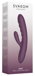 Verpackung: lila Kaninchen-Vibrator im Karton, doppelte Kopf-Funktion