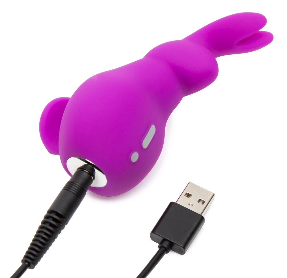 Lila Häschen-Vibrationsgerät mit USB-Kabelanschluss auf der Unterseite