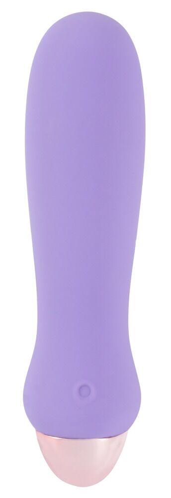 Lila Mini-Vibrator mit abgerundeter Form und kleinem Bedienelement