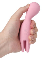 Auflegevibrator mit Genussfingern, pinkes Handgerät mit Bedientasten