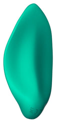 Auflegevibrator in Türkis, tropfenförmige Form mit dezenter Prägung unten