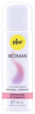 Pjur Woman 30 ml Gleitgel in weißem Fläschchen mit Dosierkappe, silikonbasiert