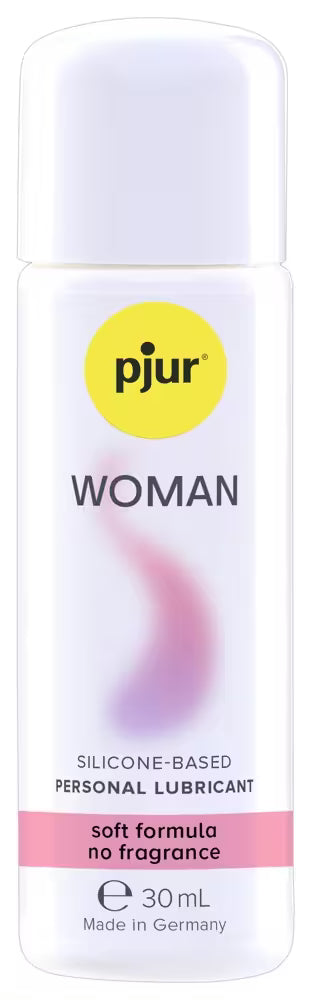 Pjur Woman 30 ml Gleitgel in weißem Fläschchen mit Dosierkappe, silikonbasiert