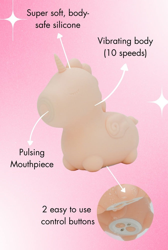 Unihorn "Heart Throb" - Pfirsich – Auflegevibrator im Einhorn-Design