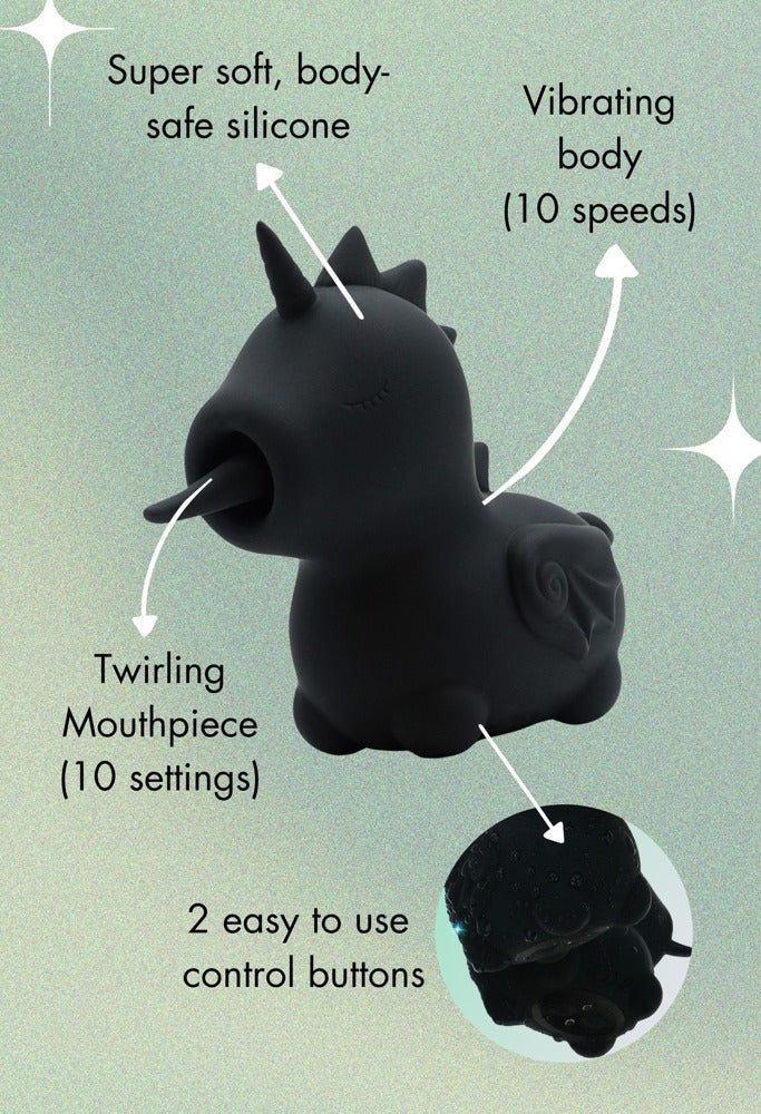 Unihorn "Wild Spirit" - Black - Lay-on Vibrator with Tongue Function