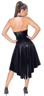 Black Level - Lack Kleid mit Neckholder und Schnürung