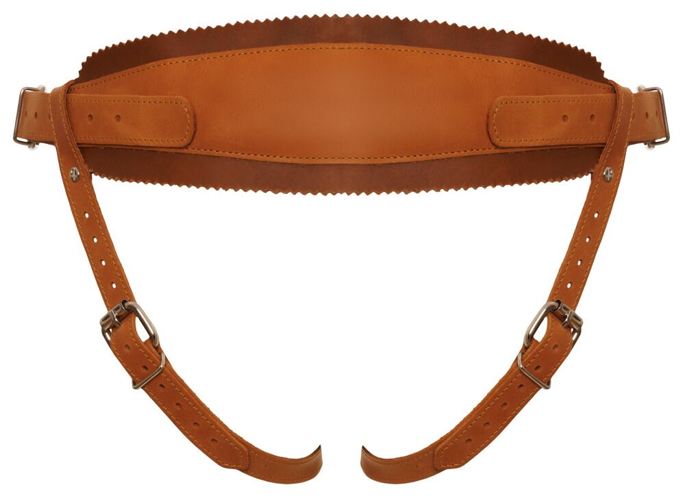 Strap-on-Geschirr aus echtem Leder mit breitem Bund und verstellbaren Seitenriemen