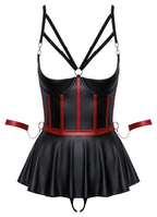 BONDAGE Ouvert-Set – Longline-Hebe mit String und Armfesseln 80B/M