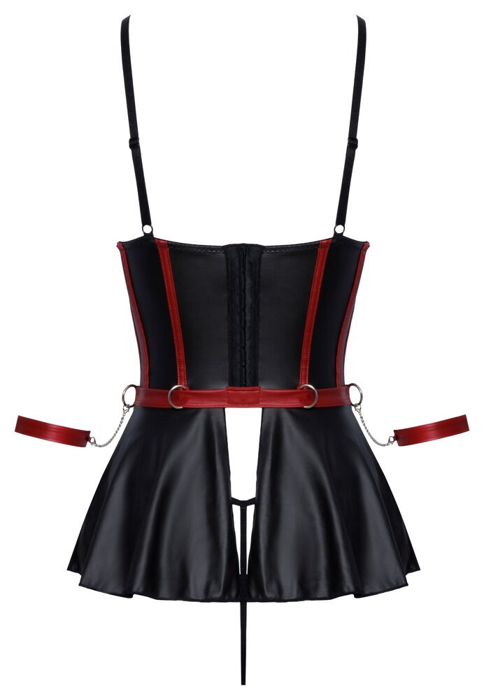 BONDAGE Ouvert-Set – Longline-Hebe mit String und Armfesseln 80B/M