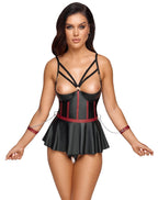 BONDAGE Ouvert-Set – Longline-Hebe mit String und Armfesseln 80B/M