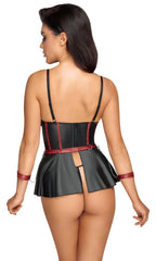 BONDAGE Ouvert-Set – Longline-Hebe mit String und Armfesseln 80B/M