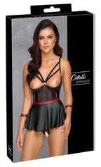 BONDAGE Ouvert-Set – Longline-Hebe mit String und Armfesseln 80B/M