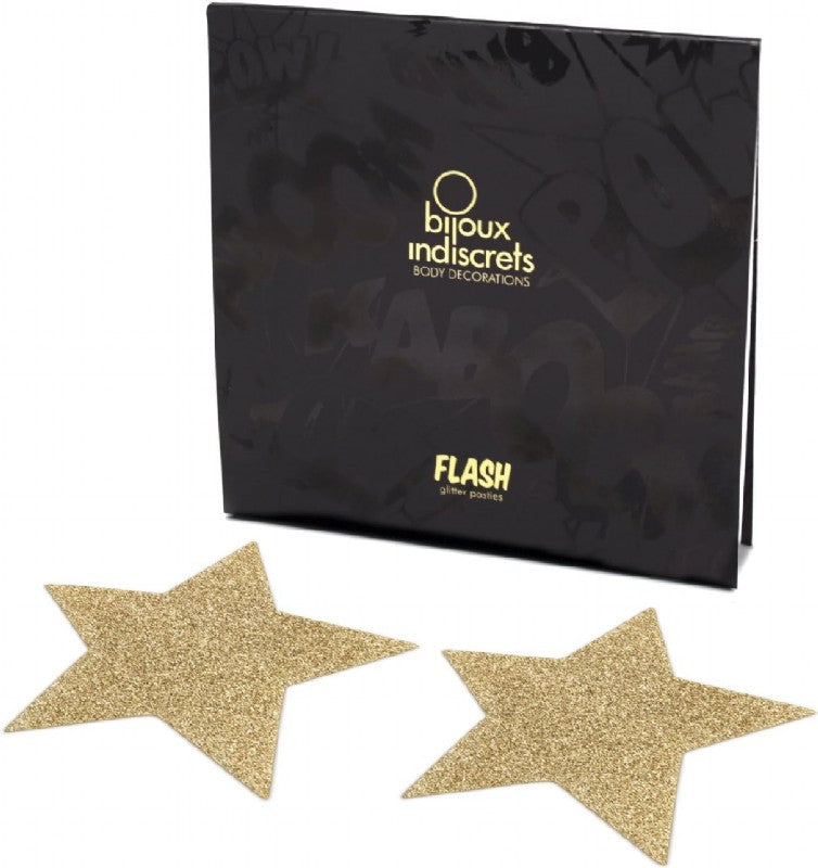 Eleganter Nippelschmuck in Herzform mit funkelndem Glitter - Stern - Gold