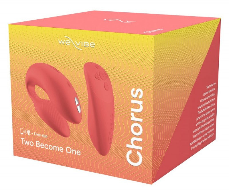 We-Vibe Chorus Paarvibrator in Orange, Verpackung mit zwei Aufsätzen