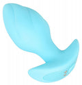 Mini-Buttplug aus weichem Silikon, hellblau, gebogene Form