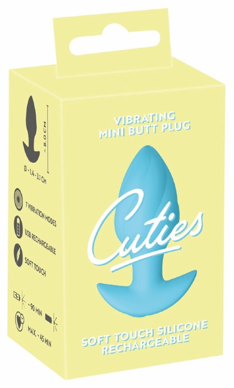 Vibrations-Mini-Buttplug, Soft-Touch-Silikon, hellblau, wiederaufladbar