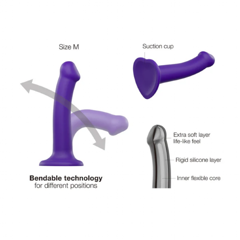 Strap-on-me Dual Density Bendable Dildo Purple - Size S