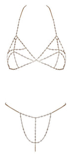 Goldenes Ketten-Bikini-Set mit Strass