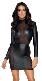 Party Kleid im schwarzen Mattlook mit transparenten Einsätzen