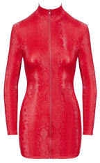 PARTY - Rotes Langarm-Minikleid mit Schlangenhaut-Optik