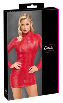 PARTY - Rotes Langarm-Minikleid mit Schlangenhaut-Optik