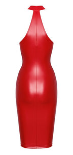 Schulterfreies Wetlook-Kleid Orgia in Rot
