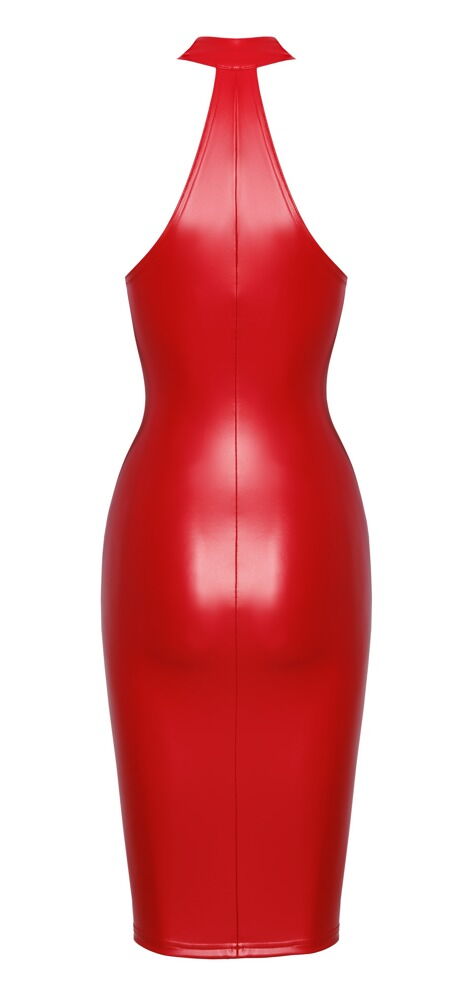 Schulterfreies Wetlook-Kleid Orgia in Rot