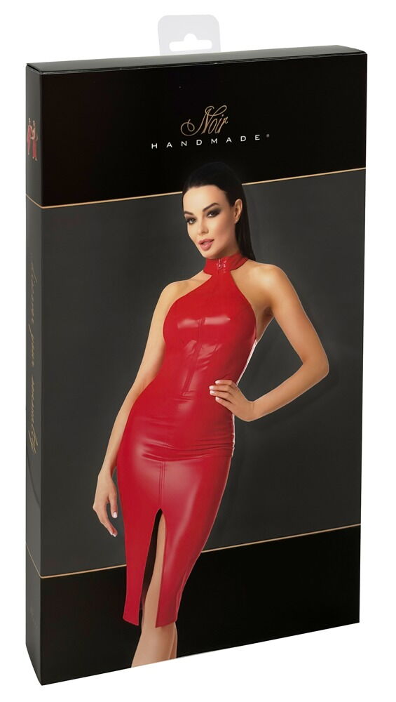 Schulterfreies Wetlook-Kleid Orgia in Rot