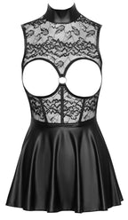 PARTY - Busenfreies Minikleid – Eleganter Mix Spitze und Mattlook