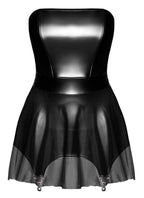 Noir - Lack-Mesh Tube Kleid mit Strumpfhalter