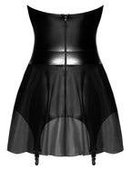 Noir - Lack-Mesh Tube Kleid mit Strumpfhalter