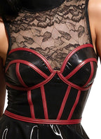 PARTY - Kleid im Wetlook mit feiner Spitze