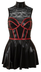 PARTY - Kleid im Wetlook mit feiner Spitze