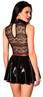 PARTY - Kleid im Wetlook mit feiner Spitze