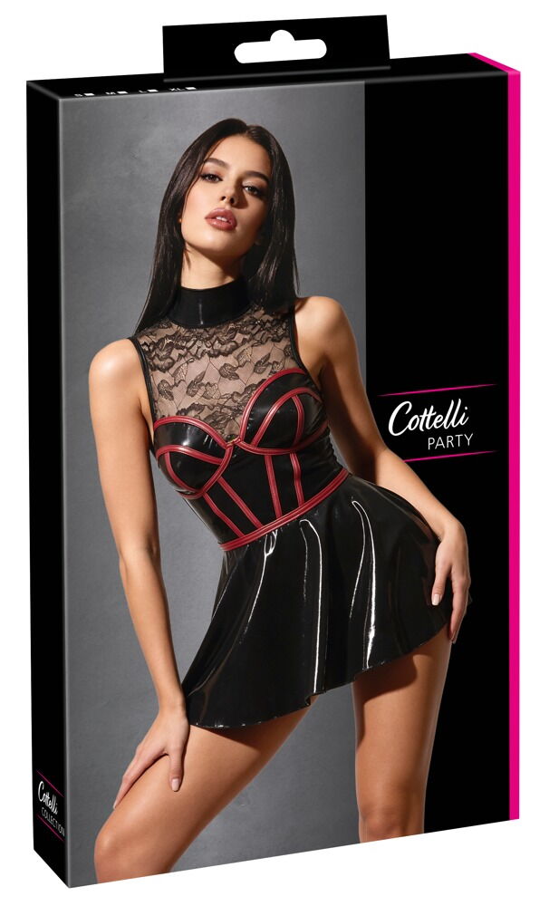 PARTY - Kleid im Wetlook mit feiner Spitze